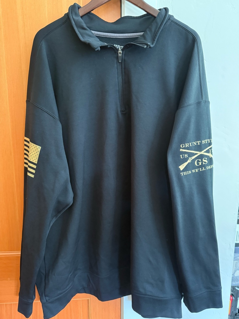 Grunt Style Black 1/4 Zip Pullover with yellow Decals